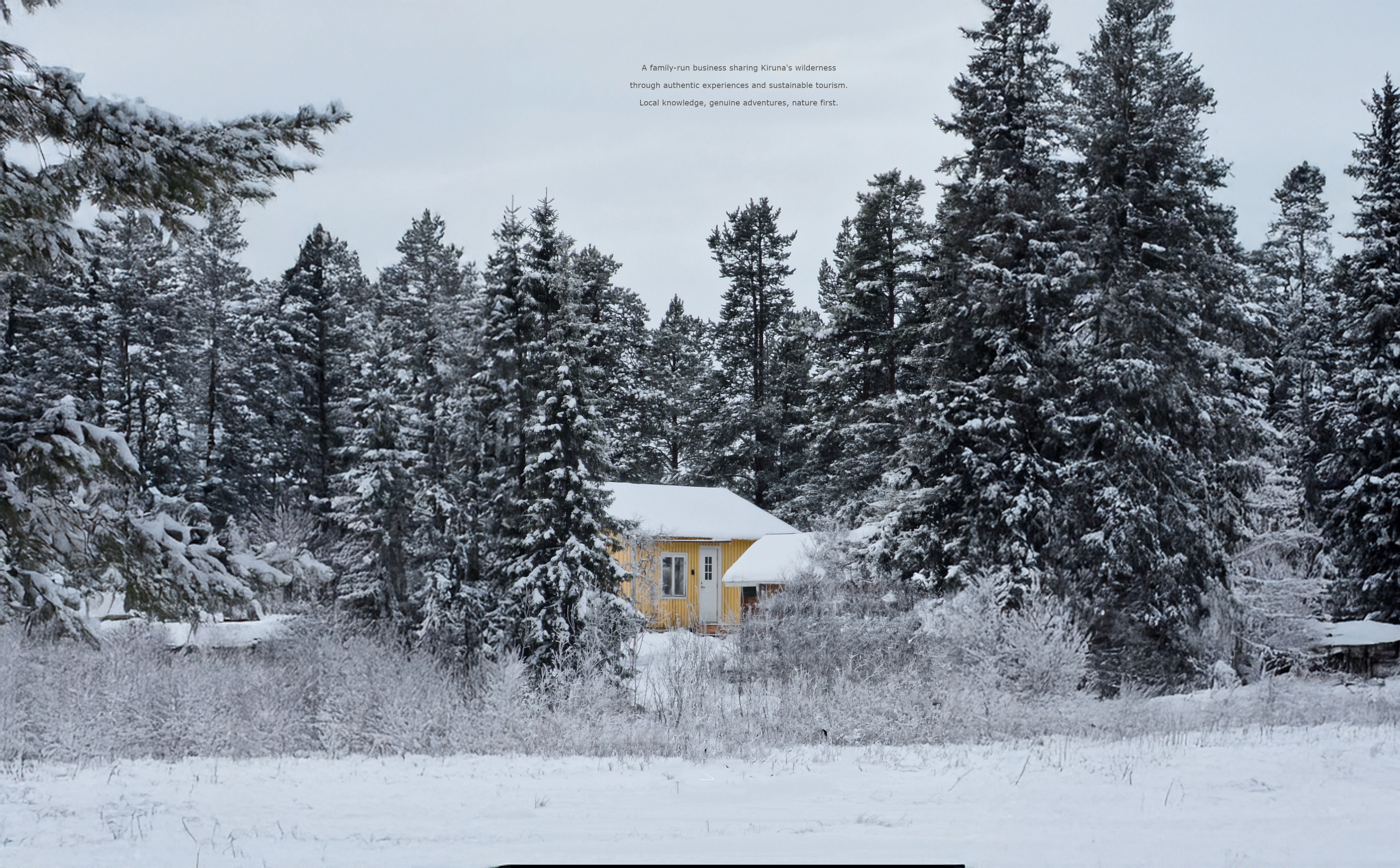 Cabin in snowy Swedish Lapland